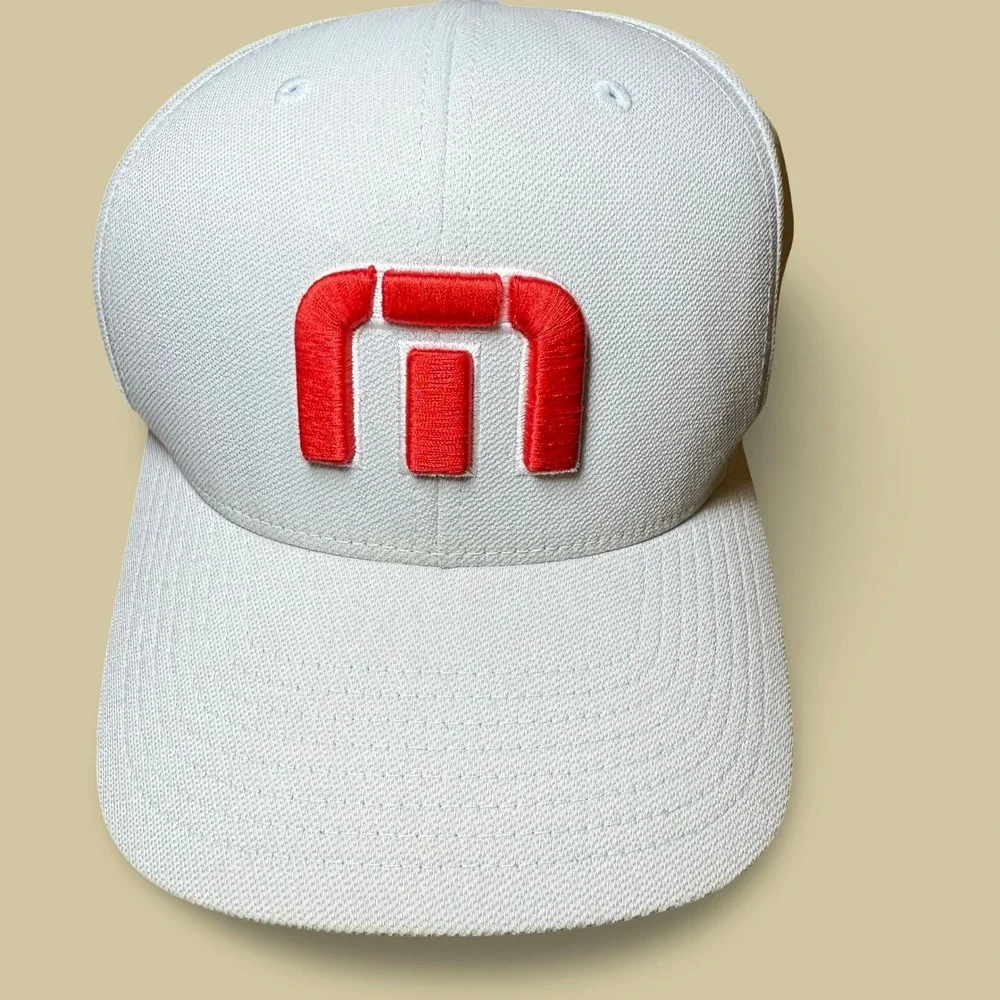TravisMathew Snapback Hat Mens OSFM Gray Red Ohio Logo Flexfit 110 Cap